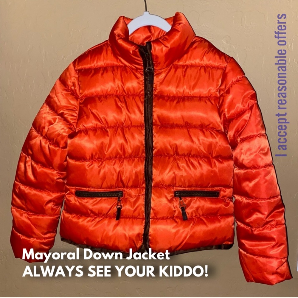 Mayoral Orange Puffer Zip Jacket Size 5-6